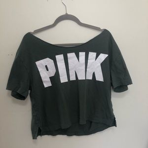 Green PINK Off The Shoulder Top